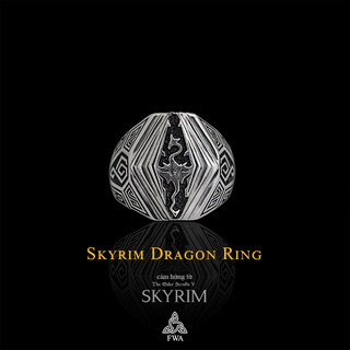 Nhẫn bạc nam FWA Skyrim Dragon - Skyrim