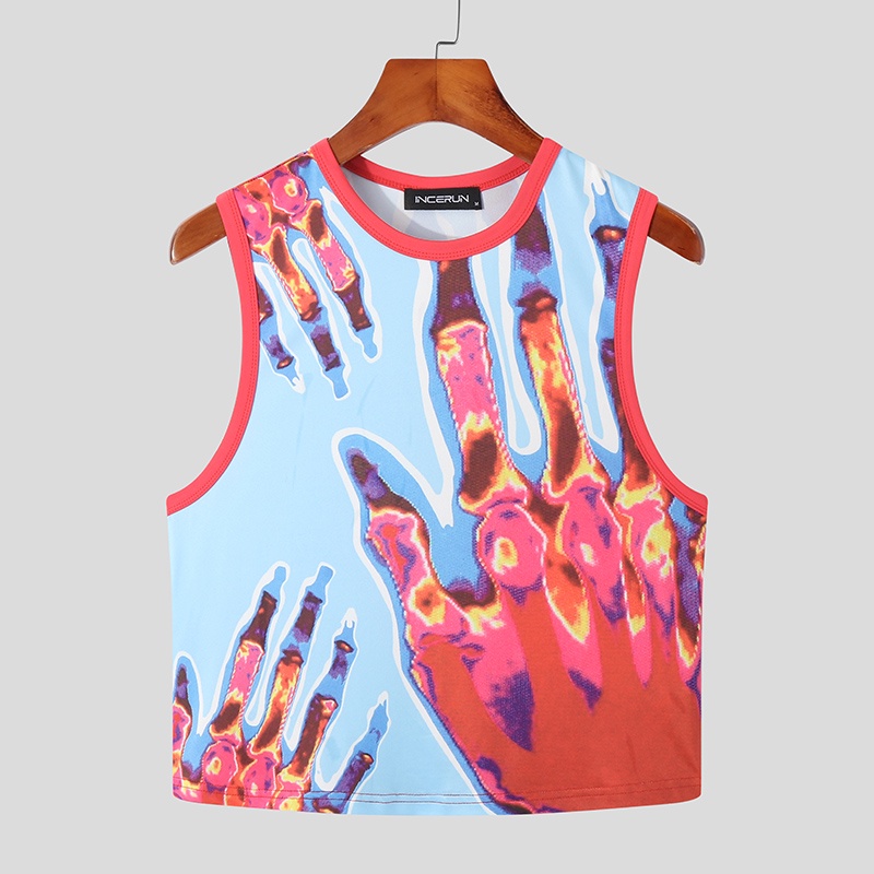 Áo Croptop Sát Nách In Họa Tiết Thời Trang Mùa Hè Cho Nam