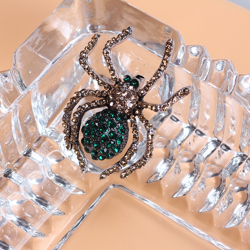 Animal Party Retro Women Rhinestone Rhinestone Rhinestone inlaid spider Brooch Badge Lapel Jewelry gift
