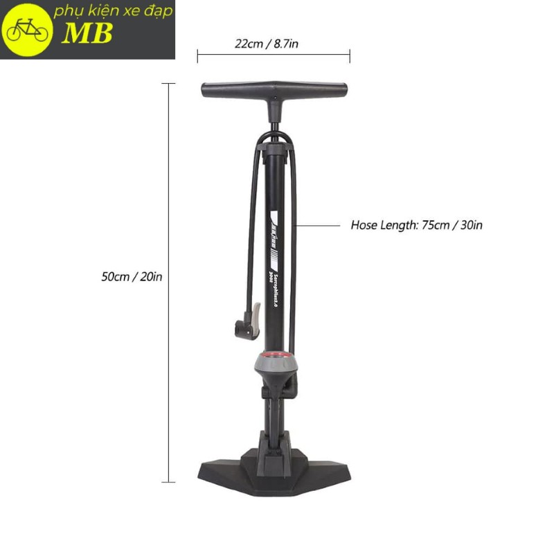 bơm xe đạp bơm xe máy bơm ô tô chính hãng SAHOO cao cấp tích hợp đồng hồ đo áp suất