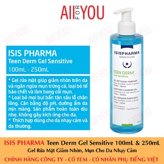 [CHÍNH HÃNG CÓ TEM] ISIS Pharma Teen Derm Gel Sensitive 100mL & 250mL - Gel Rửa Mặt Giảm Nhờn Mụn Cho Da Nhạy Cảm