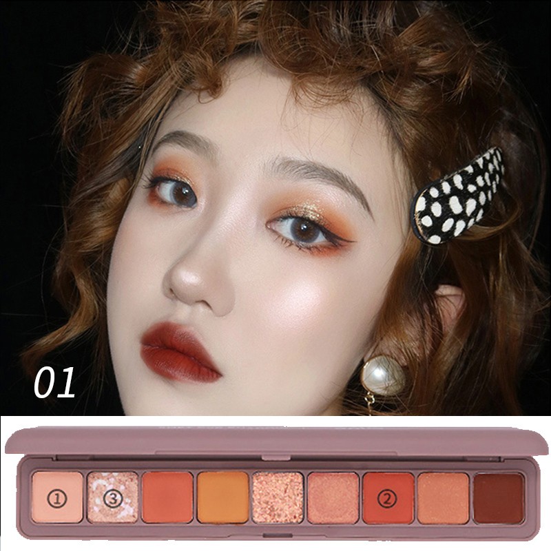 9g Bảng phấn mắt PFFEE 9 màu lì/nhũ kết hợp trang điểm chống nước lâu trôi