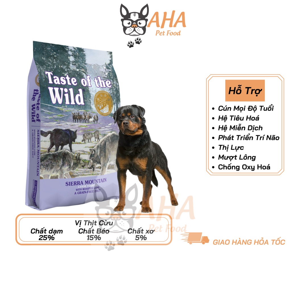 Thức Ăn Cho Chó Rottweiler Taste Of The Wild Bao 500g -  Sierra Mountain Thịt Cừu, Trái Cây Rau Củ Quả