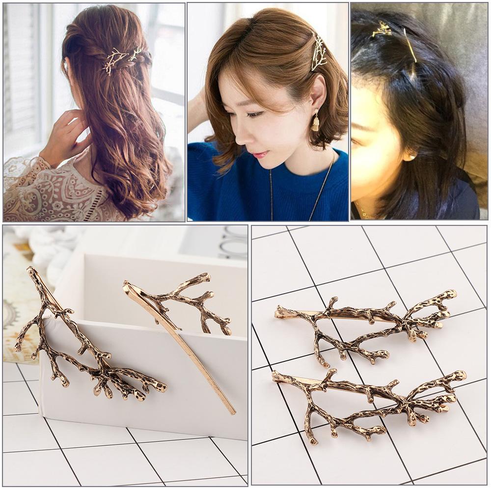 Bộ 2 Kẹp Tóc Hình Cành Hoa Lá Xinh Xắn Cho Bạn Gái