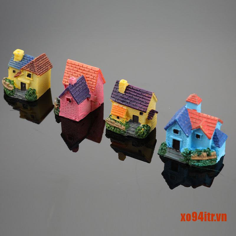 XOITR  Artificial Mini Miniature Resin House Craft Ornament Small House Model Deco