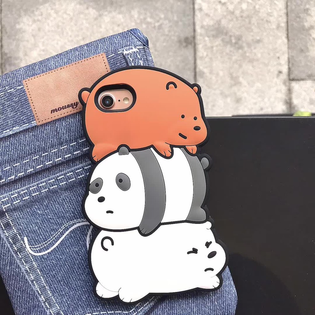 Ốp điện thoại họa tiết hoạt hình We Bare Bears 3D cho iPhone 6 6s+ 7 8+ X XS MAX XR 11 Pro Max 12 pro max