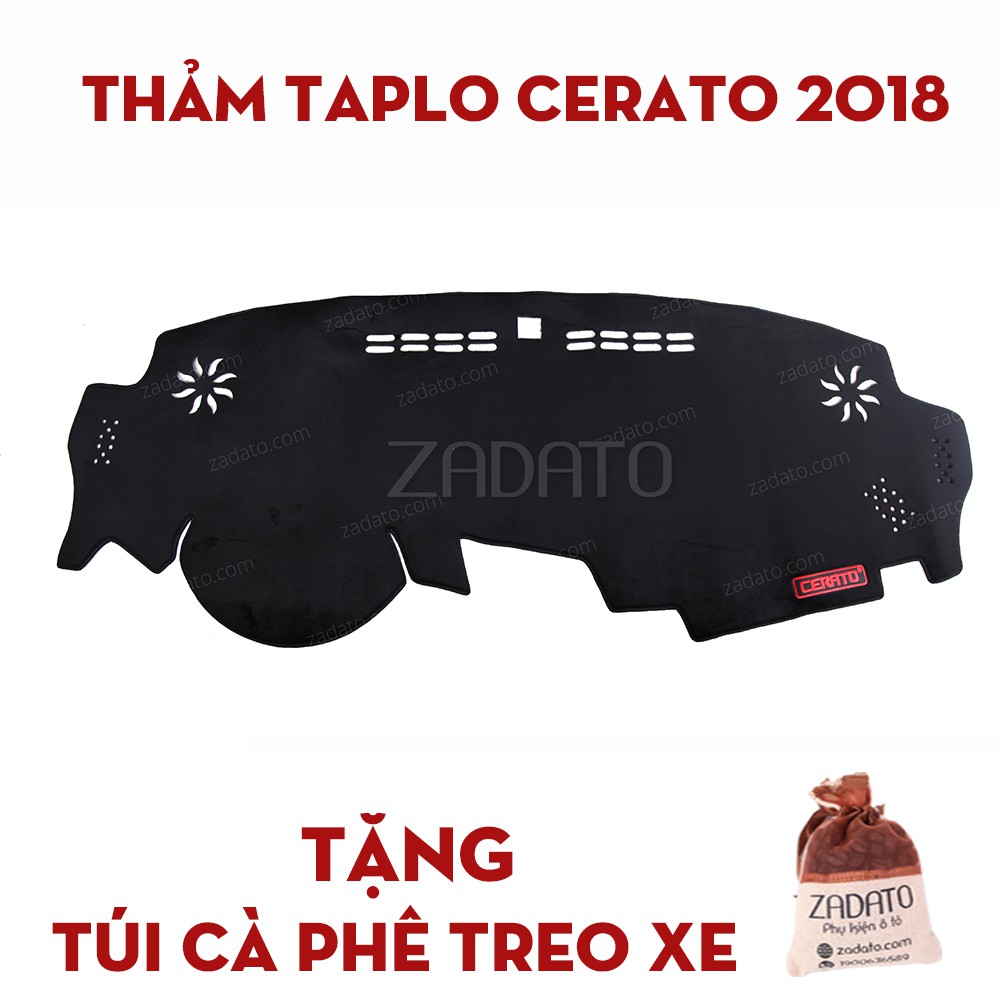 Thảm Taplo Kia Cerato - Thảm Chống Nóng Taplo Lông Cừu - TẶNG: Túi Cafe Treo Xe