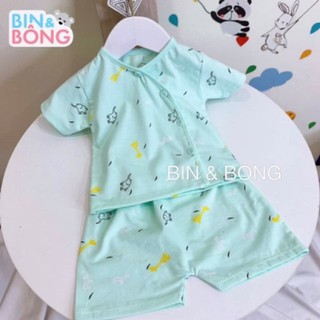 Bộ quần áo cộc cúc lệch Unchi cho bé