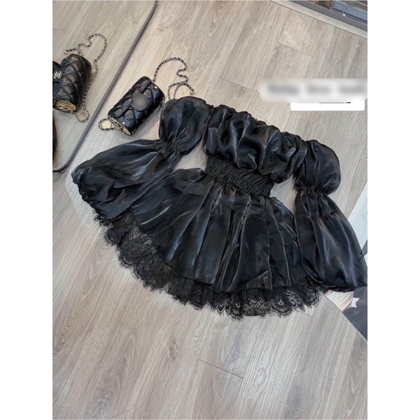 Đầm bẹt vai phối ren tay dài cao cấp UK -alohashop91
