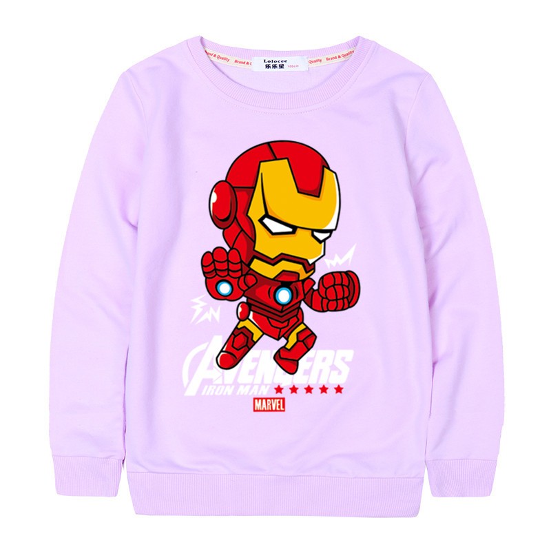 Áo Sweater cổ tròn dáng rộng in hình Iron man Marvel cá tính hợp thời trang | BigBuy360 - bigbuy360.vn