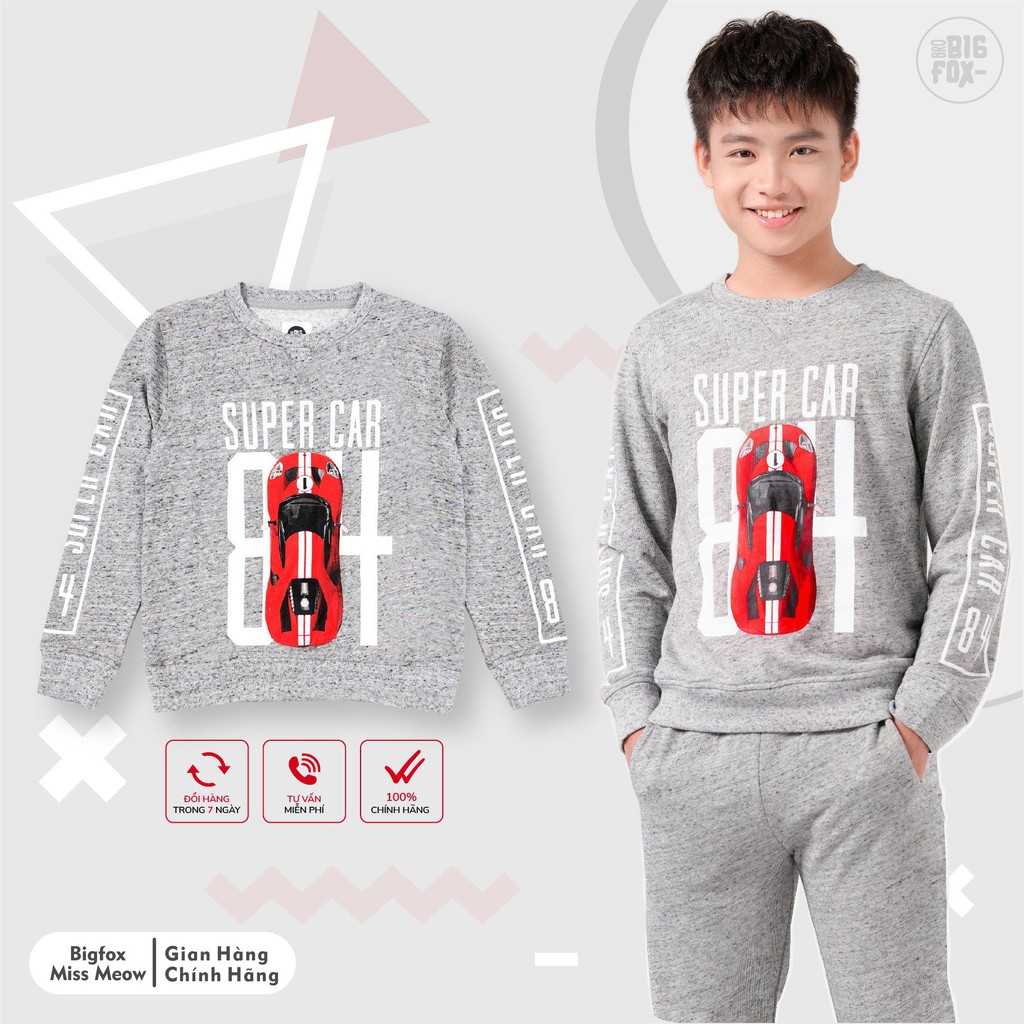 Áo Nỉ Bé Trai Áo Thu Đông Dài Tay Cho Bé Size Đại Chất Cotton Thun 40-56kg Super Car từ 12 -15 Tuổi