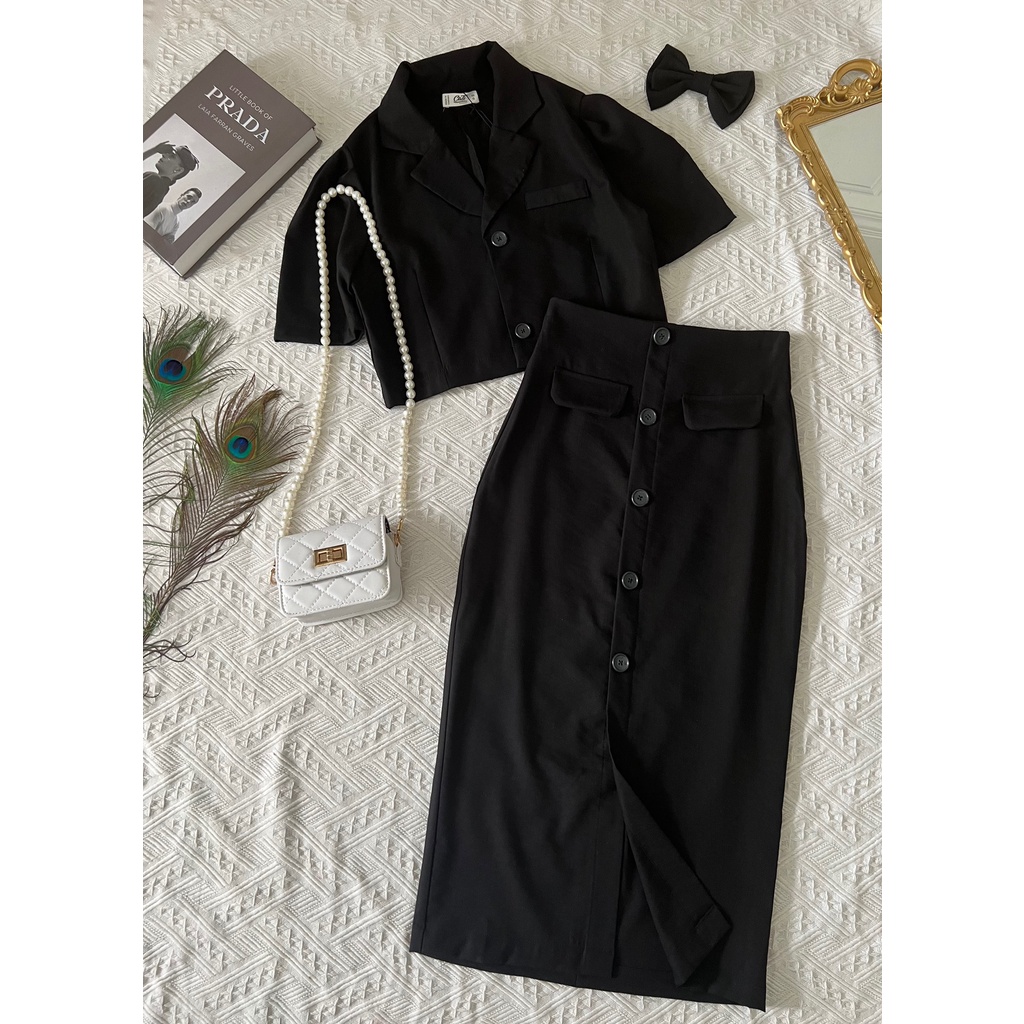 Set váy vest gắn nơ sang chảnh 1249