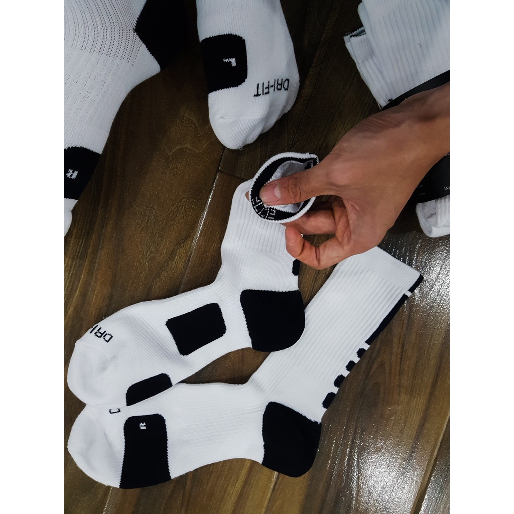 Tất vớ Nike cao cổ Nike Elite Basketball White/Black hàng xuất khẩu