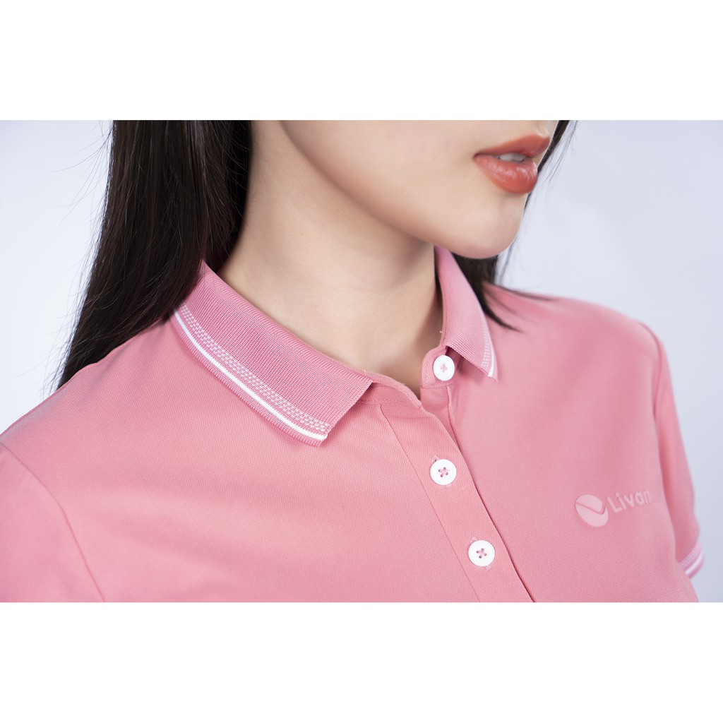 Áo Polo Nữ Nova Livan Sport Màu Hồng Kháng Khuẩn Thoáng Khí Không Nhăn Cổ Bo Cao Cấp