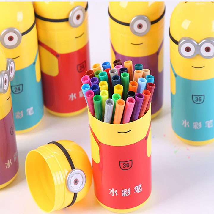 Hộp Minion Bút Màu Bút Lông Màu Bút Màu Tập Tô 24 Cây