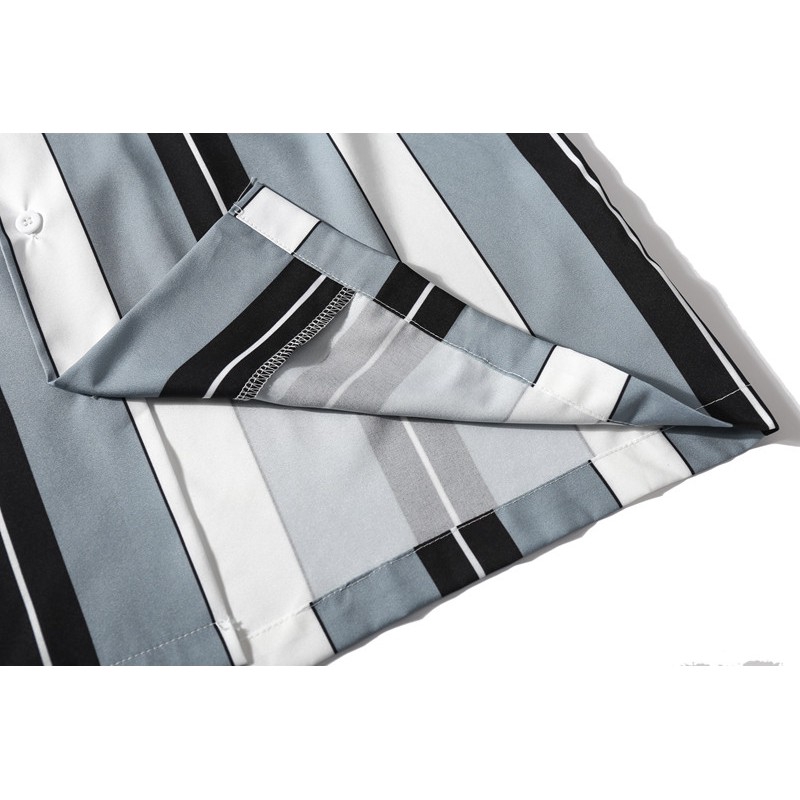 Áo sơ mi nam tay dài họa tiết sọc dọc phong cách Hawaii đường phố | BigBuy360 - bigbuy360.vn