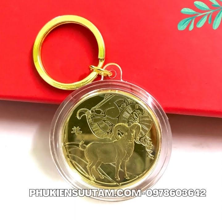 Móc Khóa Xu 12 Con Giáp Tuổi Mùi, đường kính: 5cm - SP005836