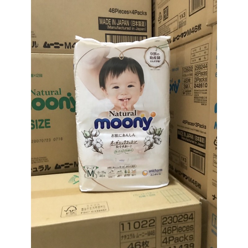 bỉm moony natural dán và quần hàng nội địa nhật nb63,s58,m46,L36,xl32