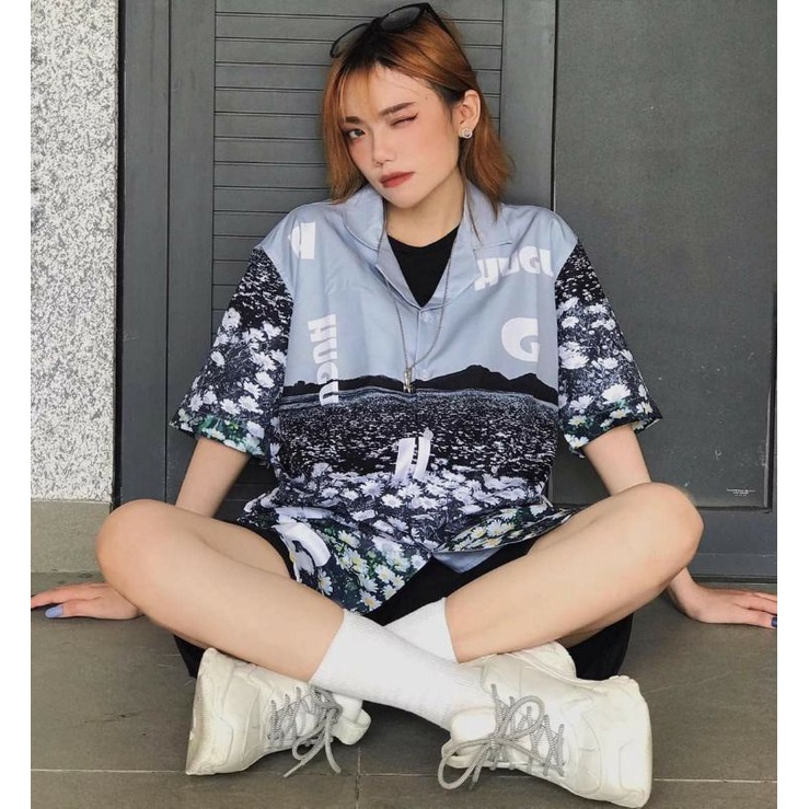 Áo Sơ Mi Tay Ngắn Unisex Cổ Bẻ Phông Cách Hàn Quốc Freesize