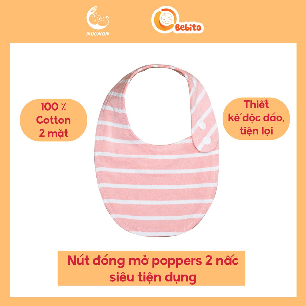 Yếm Ăn Dặm Cho Bé Có Cúc Bấm 2 Nấc Cao Cấp Chất Liệu Vải 100% Cotton Cho Bé Dùng Chung Với Nhộng Chũn Quấn Chũn Túi Ngủ