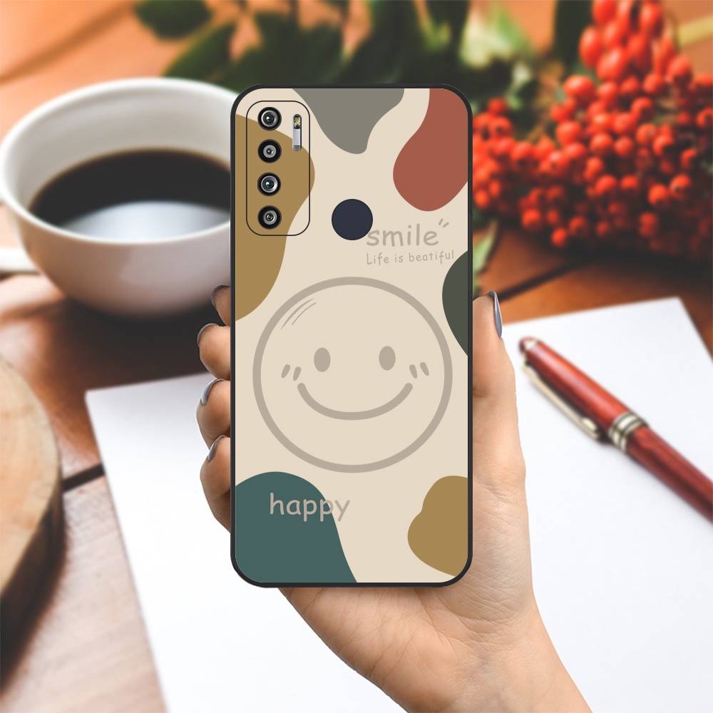 Ốp lưng Vina Case Vsmart Joy 3/Joy 4/Star 3/Aris/....dẻo đen in hình Happy Smile