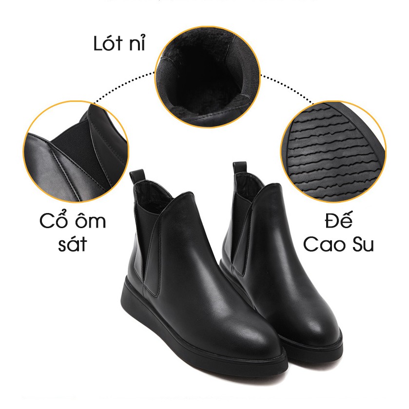 (Lẻ Size 38 SALE 149k) - Giày Boot Nữ Cổ Thấp Đế Bằng Dáng Công Sở Basic Hàn Quốc 2019 - Chất Da Mờ Êm Chân BT052