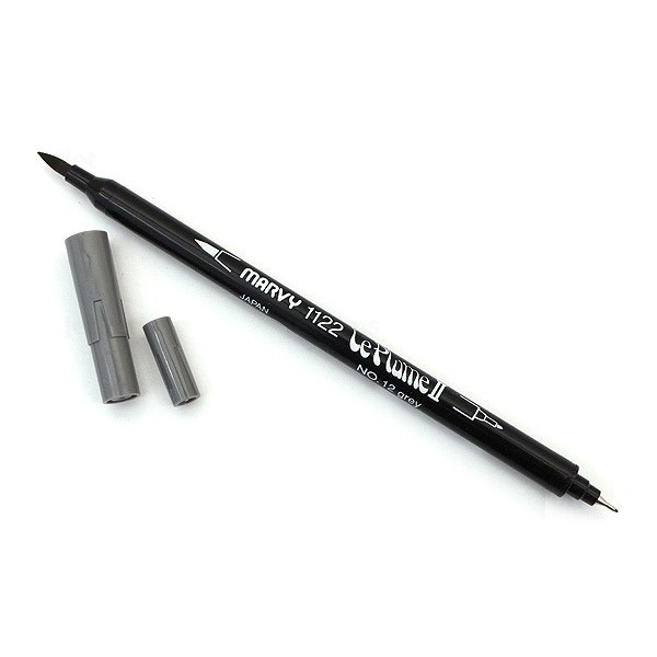 Combo 3 bút lông đầu cọ viết calligraphy Marvy Le Plume II Double-Sided Watercolor Marker - Grey Colors 1