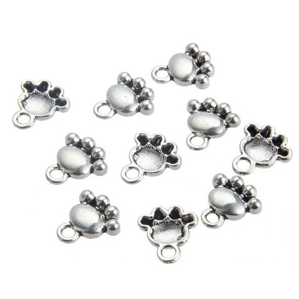 Bộ 10 Mặt Dây Chuyền Hình Chân Mèo Bằng Hợp Kim Dễ Thương DIY