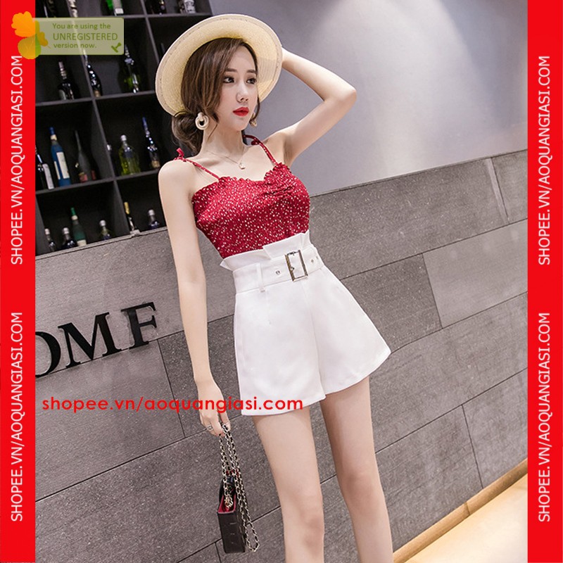 Quần Sooc Nữ Mix Khoen Vuông mt976 màu đen, trắng, size S, M, L aoquangiasi.com