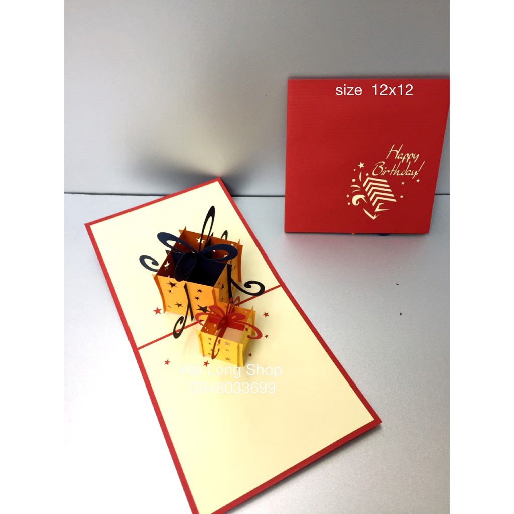 Hộp Quà Đôi  2 - sinh nhật - Birthday - Thiệp 3D