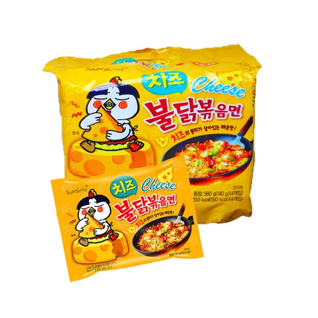 Mì gà cay khô vị phô mai Samyang (gói lẻ) 140 gram vàng