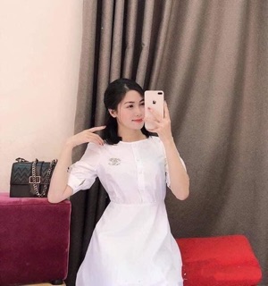 Váy trắng xoè cúc bọc thiết kế( kèm video ảnh thật)