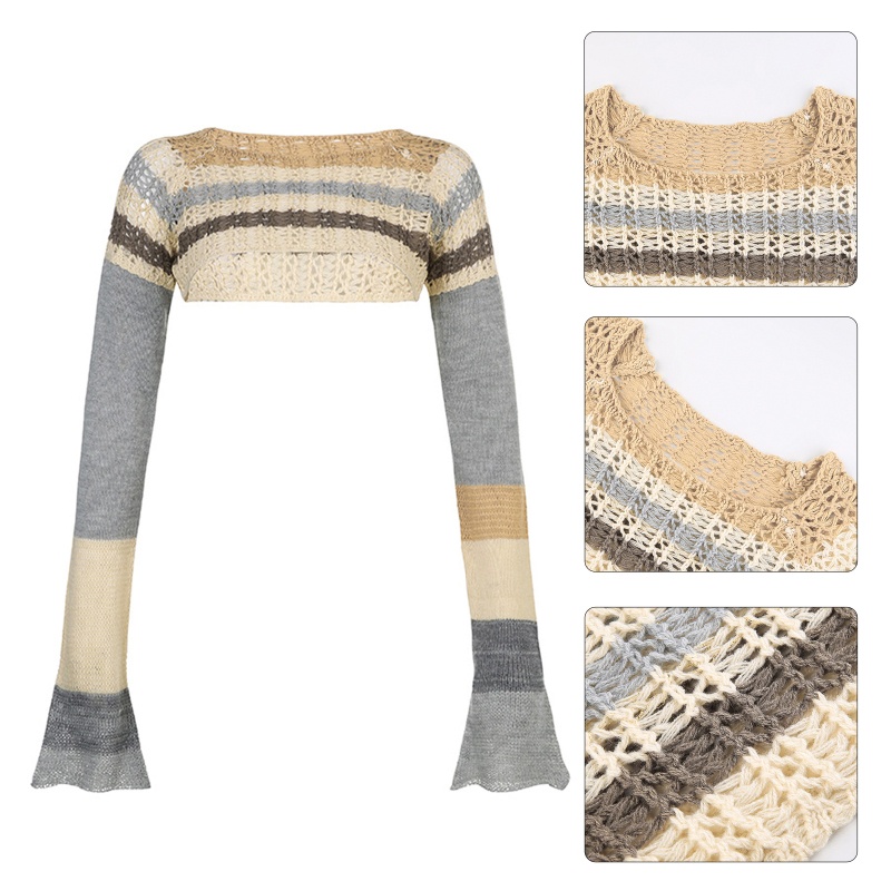 Áo Sweater Dệt Kim Y2k Tay Dài Khoét Lỗ Thời Trang Đường Phố Cho Nữ