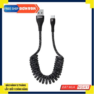 Cáp sạc lò xo remax rc-139 lightning/micro usb/type-c sạc nhanh 2.1a/480mb,thiết kế xoắn nhỏ gọn - hàng chính hãng