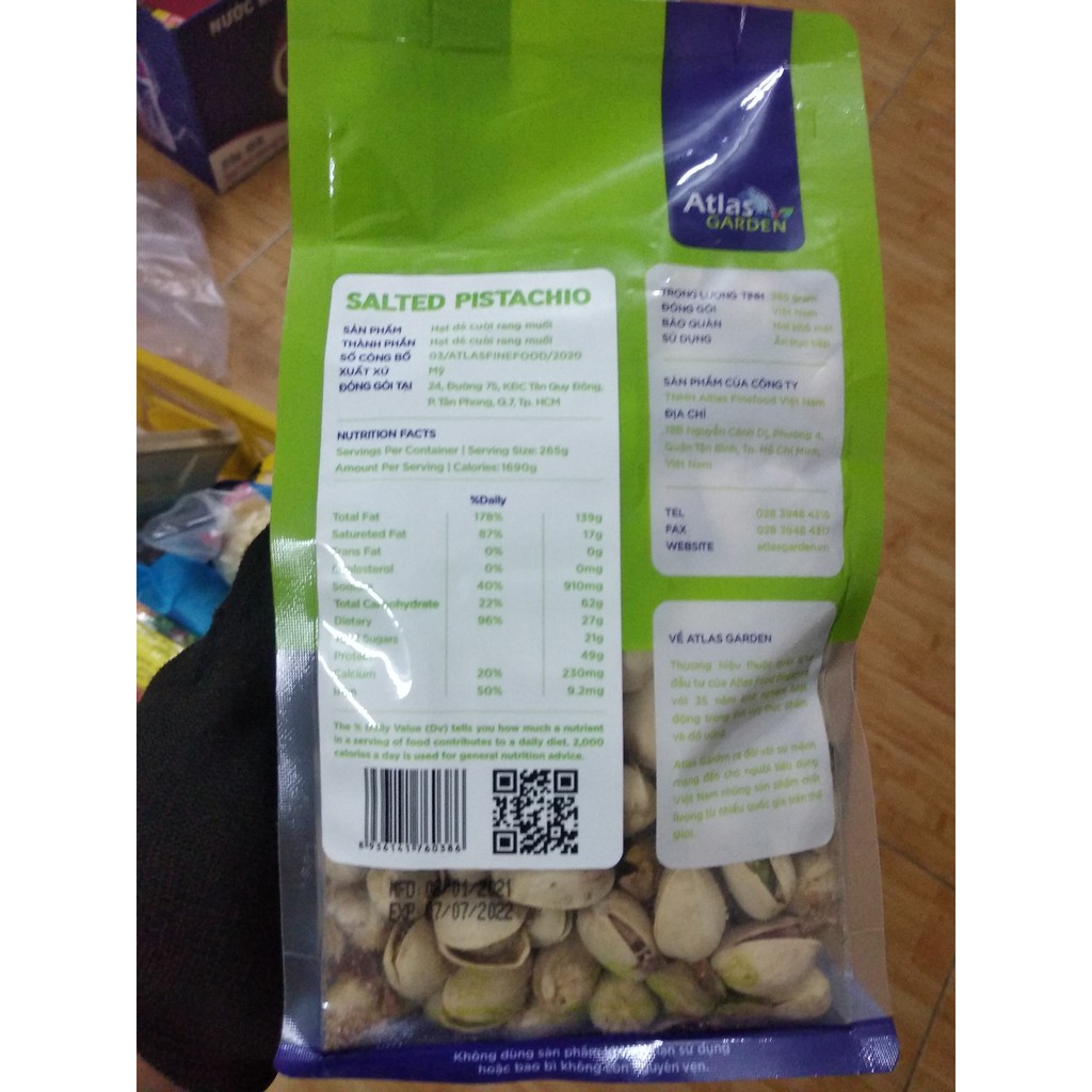 Hạt dẻ cười hiệu atlas 250gr