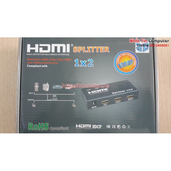 Bộ chia màn hình HDMI 1 ra 2 chuẩn 1.4 hỗ trợ 3D, 4K x 2K Chính Hãng OMEGA HDSP2