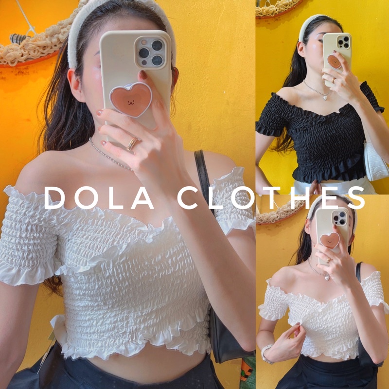 (ẢNH THẬT) Áo Croptop Cổ V Đắp Chéo Bèo Dún DOLA CLOTHES Áo Bèo Nữ