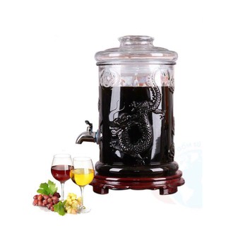 bình thủy tinh 8 lít trụ rồng có van ,không van