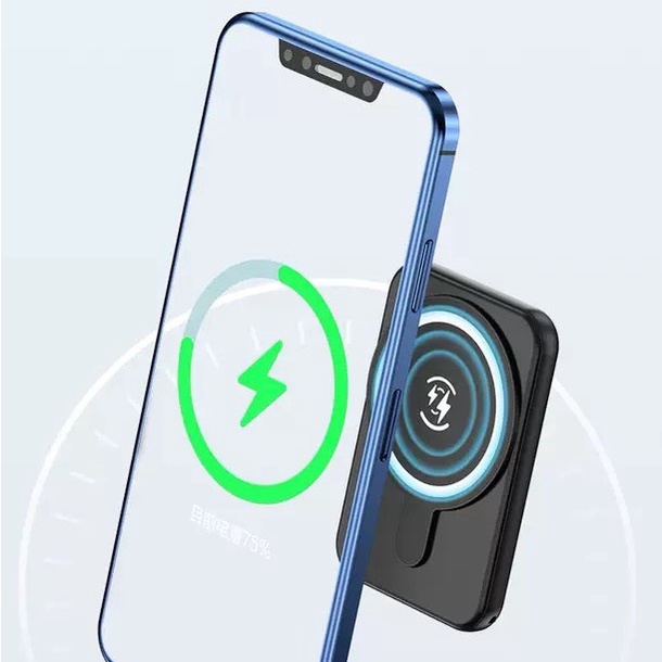 Sạc dự phòng không dây hít từ tính 5000mAh, chuẩn không dây Qi cho các thiết bị cao cấp, thiết kế mỏng nhẹ