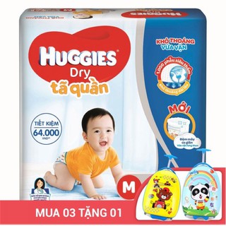 COMBO 3 TẢ QUẦN HUGGIES DRY M74/L68/XL62/XXL54 - TẶNG VALY KÉO CAO CẤP HOẶC VALI TRÒ CHƠI NHẬP VAI