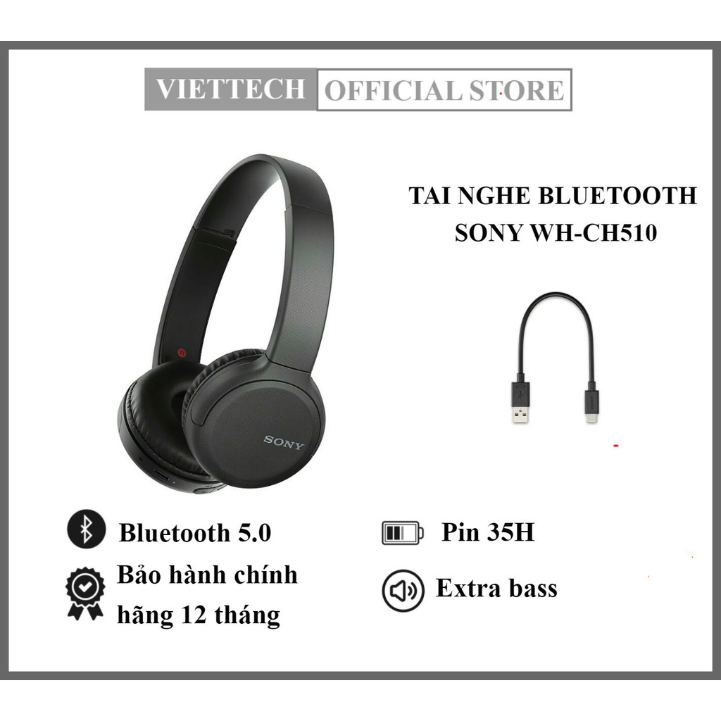 Tai Nghe Bluetooth SONY WH-CH510 - Chính Hãng - Bảo Hành 12 tháng