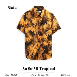 Áo sơ mi nam họa tiết TROPICAL 02 vải Lụa thoáng mát, thấm hút, không nhăn form regular fit SMINE