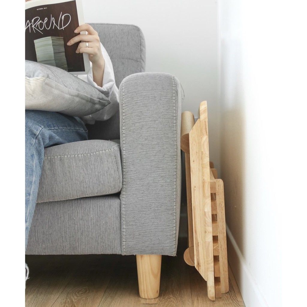 Bàn trà sofa 2 tầng xếp gọn 47wood, gỗ cao su - Bàn trà xếp gọn 2 tầng