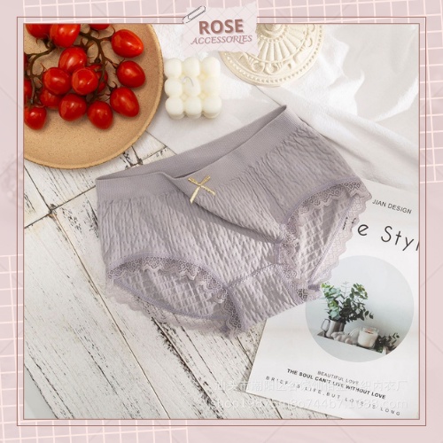 Quần lót cotton nhăn viền ren gợi cảm mềm mại kháng khuẩn Rose Accessories QL08