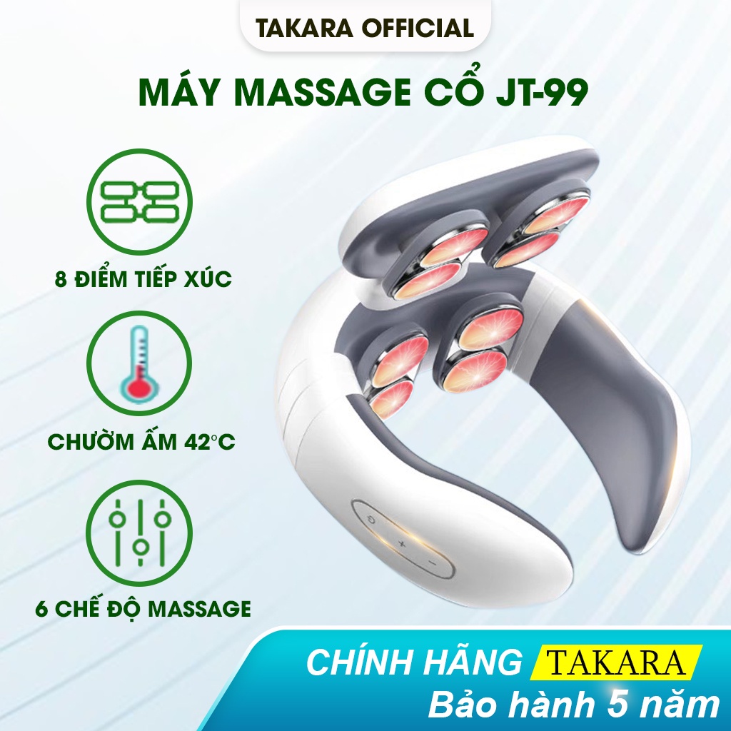 Máy Mát Xa Cổ Vai Gáy TAKARA, Massage Trị Liệu Xung Điện Giảm Đau Mỏi Với 8 Chế Độ Massage JT99