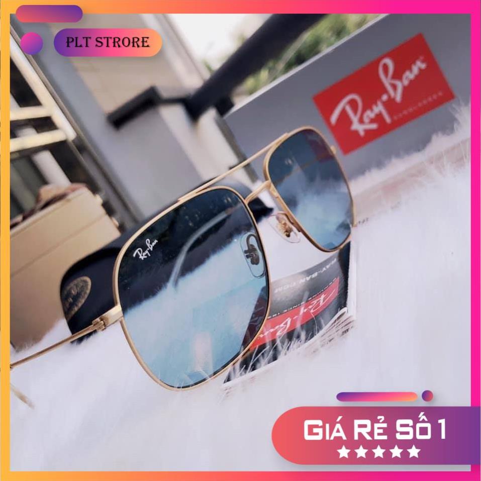 Kính mát Rayban RB3595 901380 (56-17-140) mắt xanh, viền kim loại vàng Full Box ⚜️Hàng Authentic⚜️