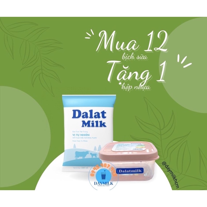 Sữa tươi tiệt trùng Dalat Milk bịch 220ml