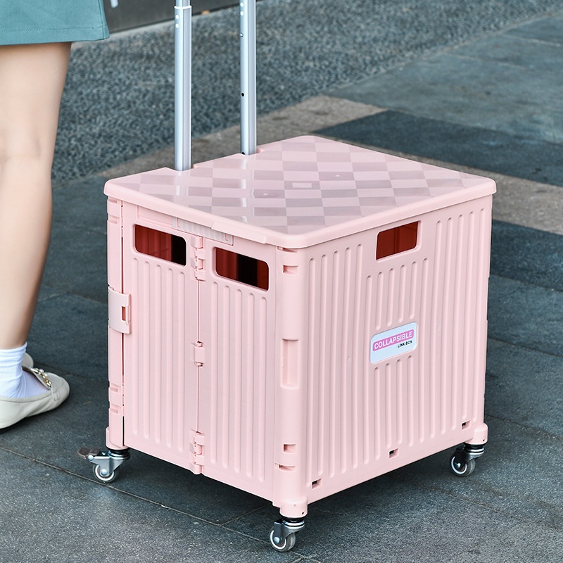 Hộp đựng đồ kiểu va li kéo đa năng gấp gọn lại được sử dụng trên xe hơi đi siêu thị vận chuyển đồ nặng có bánh xe