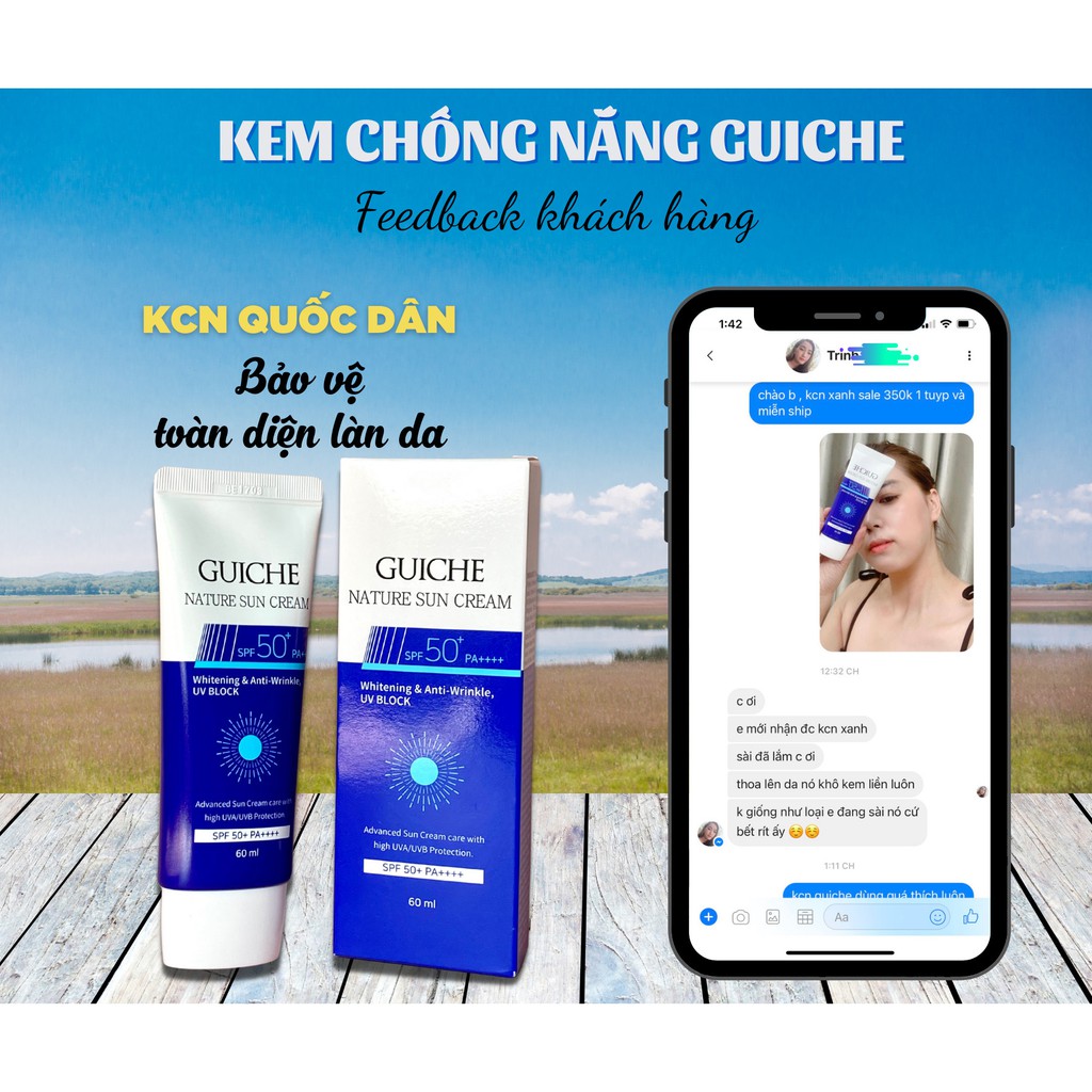 Kem chống nắng cho mặt GUICHE NATURE SUN CREAM Chính Hãng chăm sóc da trắng da