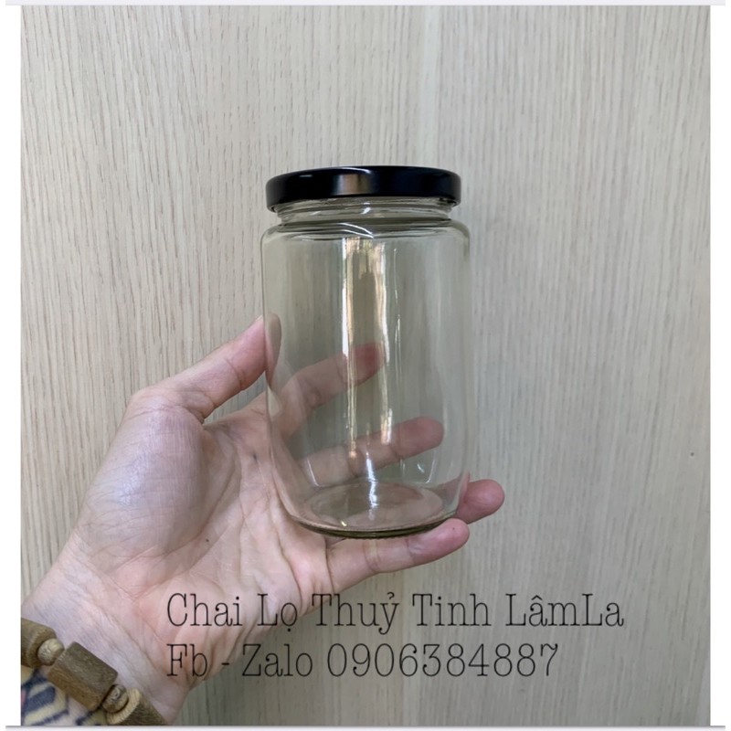 Hũ Thuỷ Tinh Tròn Nắp Thiếc 375ml